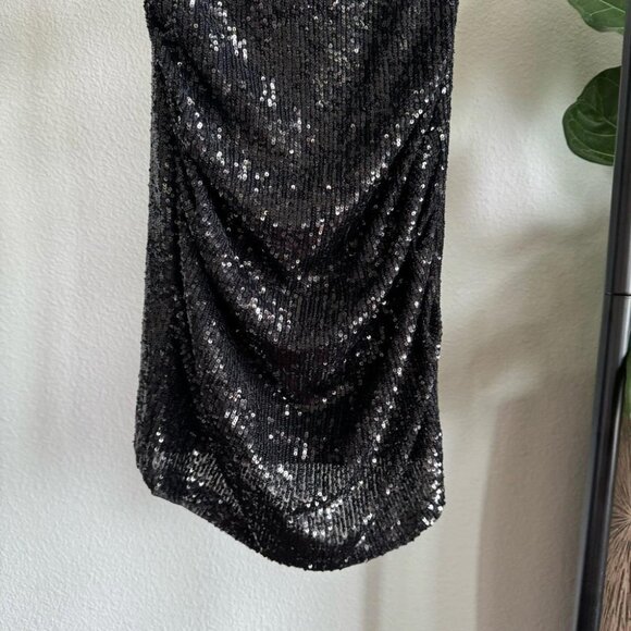 Nookie Black Sophia Mini Dress Sequin Off the Shoulder Size S NWT - Picture 7 of 11